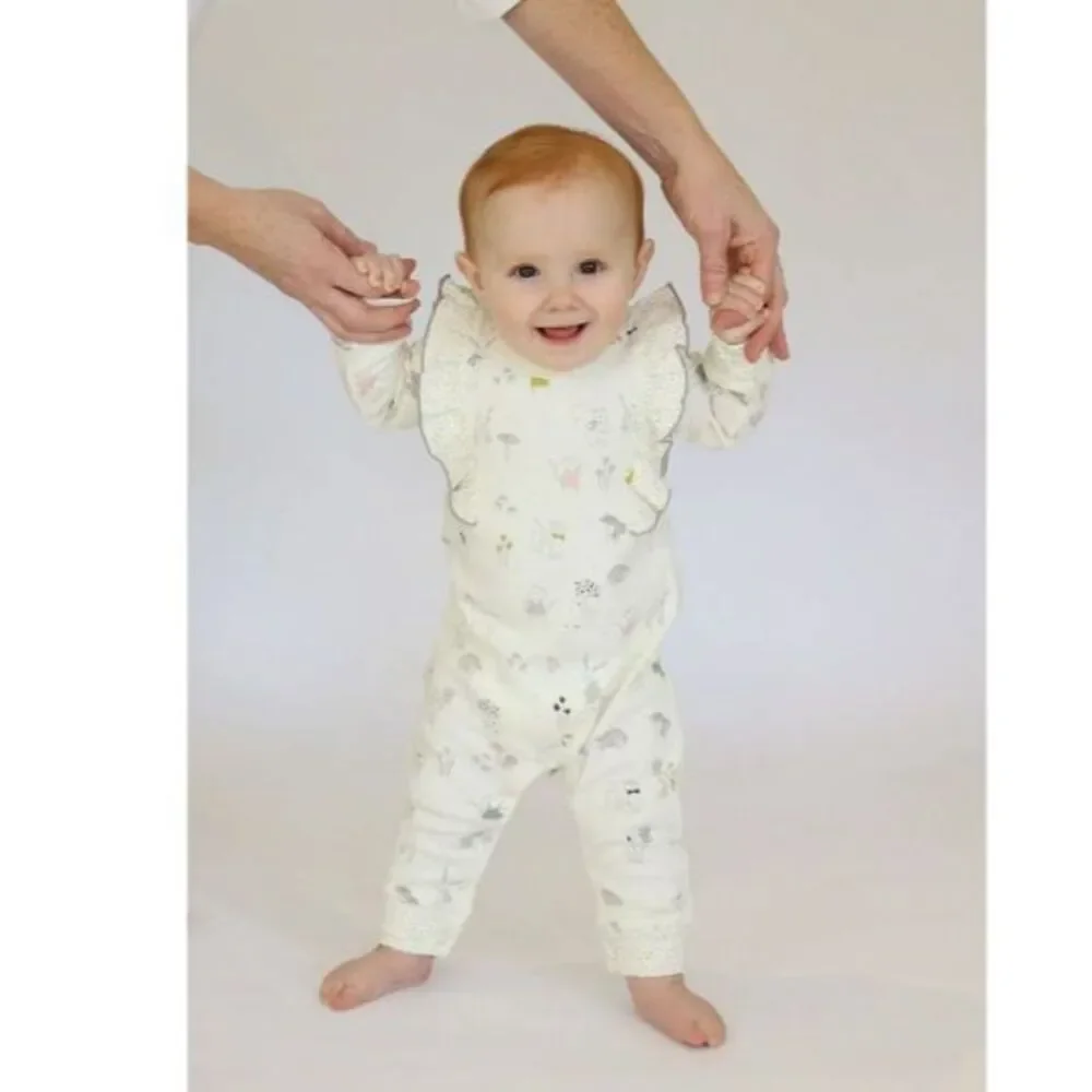 Pehr Organic Baby Girls' Ruffle Romper - Size 3-6M